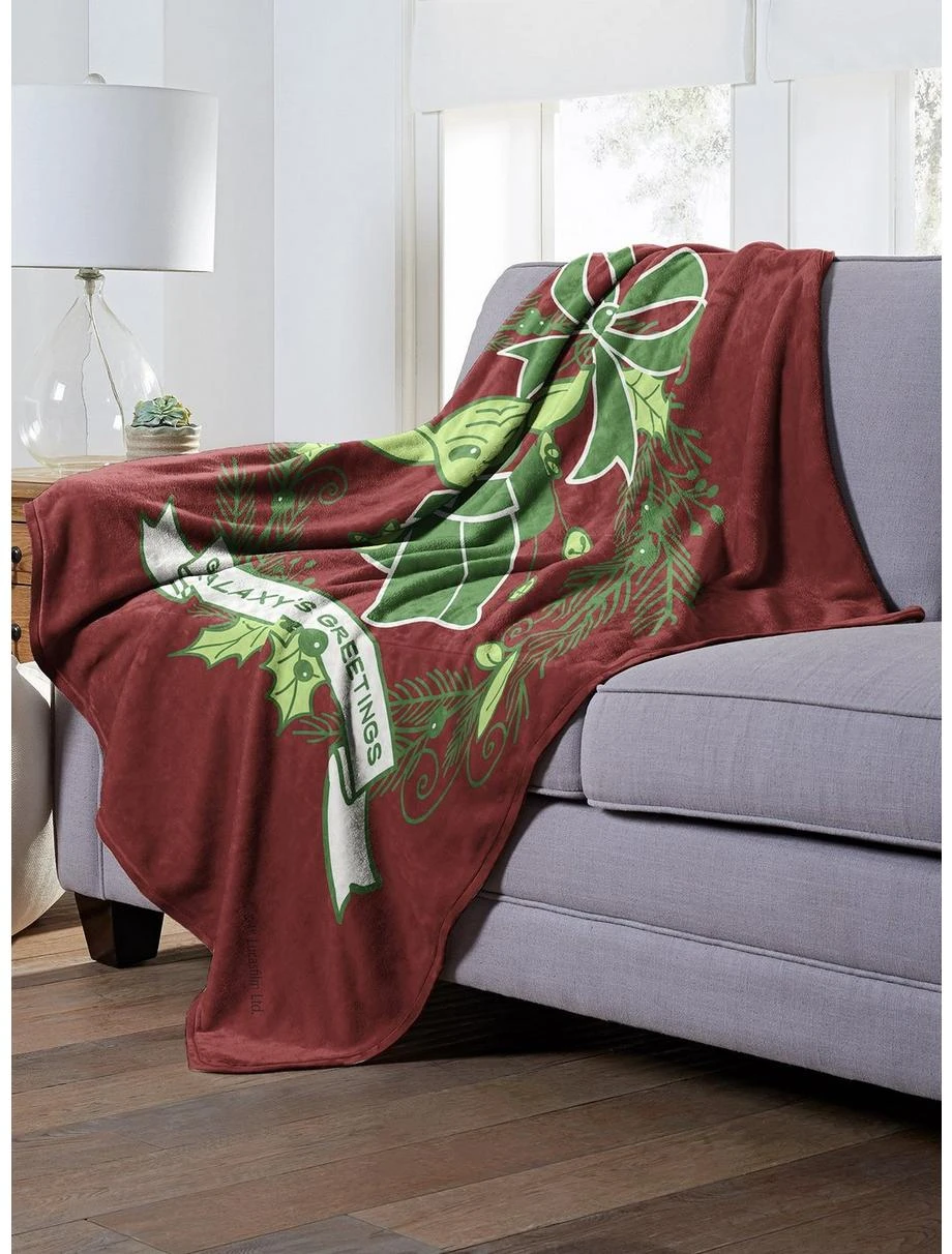 Bedroom Star Wars The Mandalorian Grogu Wreath Throw Blanket 3 Bedroom Star Wars The Mandalorian Grogu Wreath Throw Blanket - Image 3