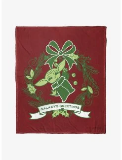 Bedroom Star Wars The Mandalorian Grogu Wreath Throw Blanket