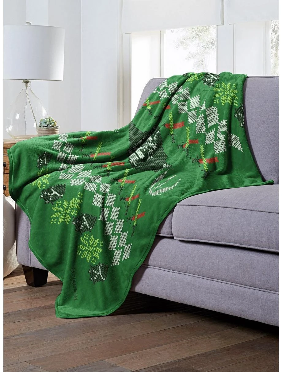 Bedroom Star Wars Yoda Xmas Sweater Throw Blanket 3 Bedroom Star Wars Yoda Xmas Sweater Throw Blanket - Image 3